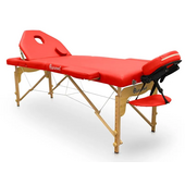 Pat pentru masaj din lemn - reglabil, roșu